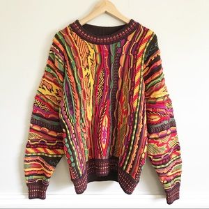 Vintage (Coogie Style) 3D Textured Bright Colors Sweater Cosby Biggie Smalls